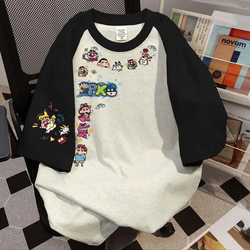 

Kawaii Crayon Shin-Chan аниме хобби Nohara Shiro мультфильм летний хлопковый топ с короткими рукавами и принтом свободная футболка подарок на день рождения