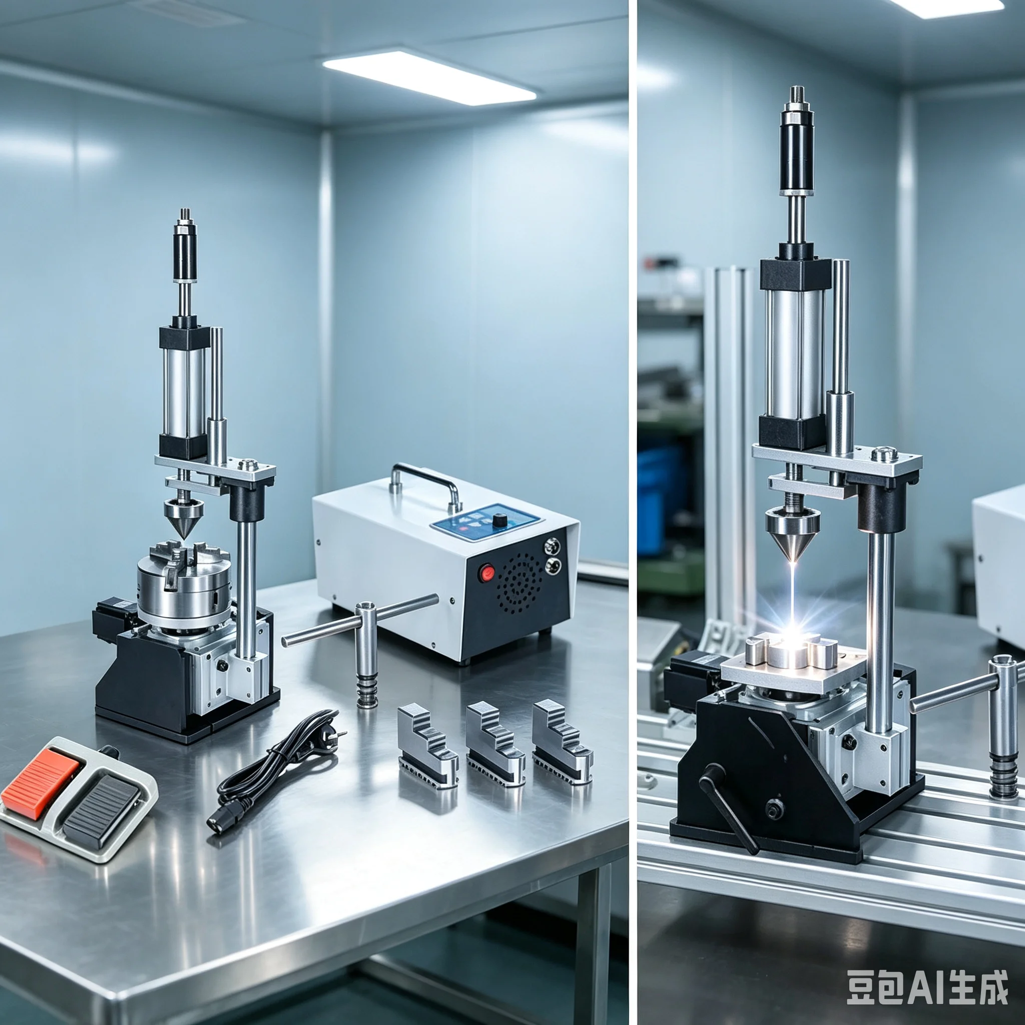 Vertical Rotary Welding Positioner with Top Needle D100/D125mm Chuck Handheld Laser Welding Fixture 1:10 Reduction Ratio Parts