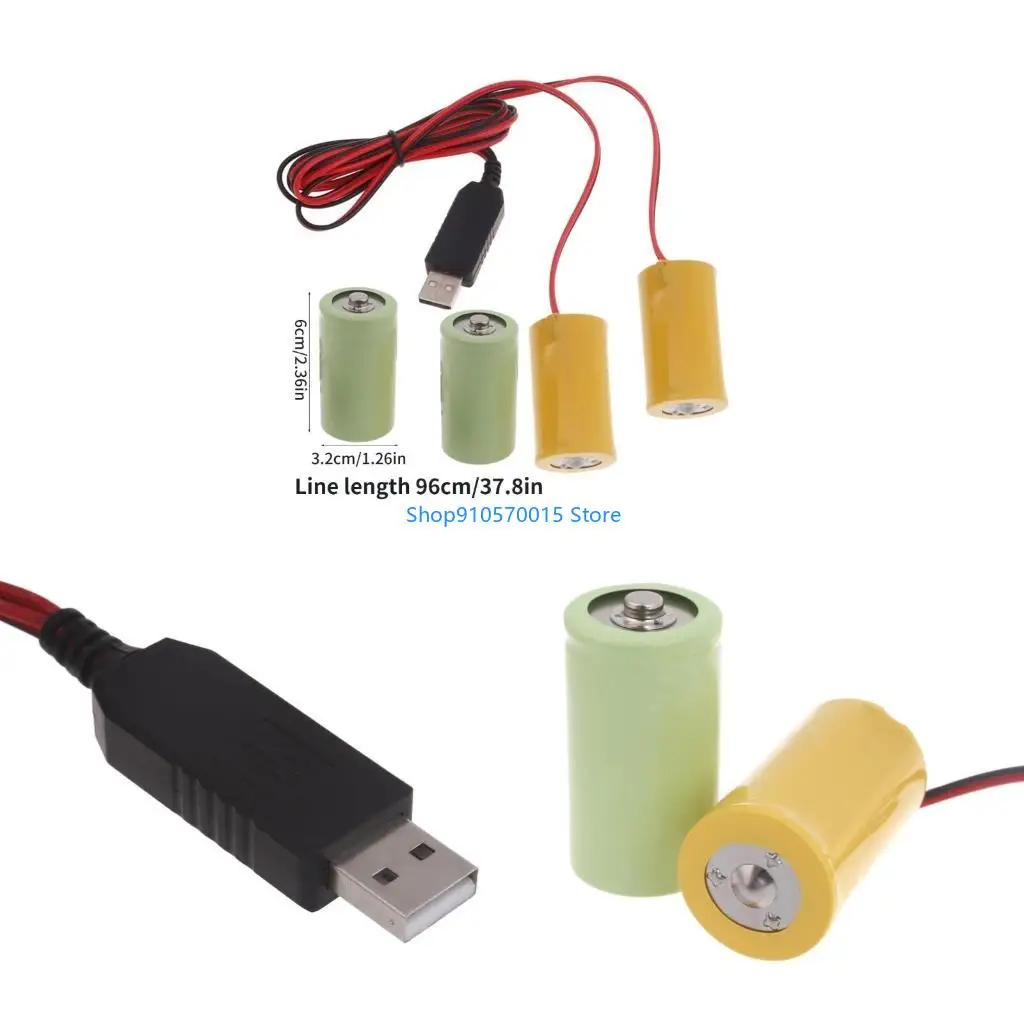B95C 2in1 USB Power Supply Cable USB to 3V D LR20 Battery for LED Light Clock