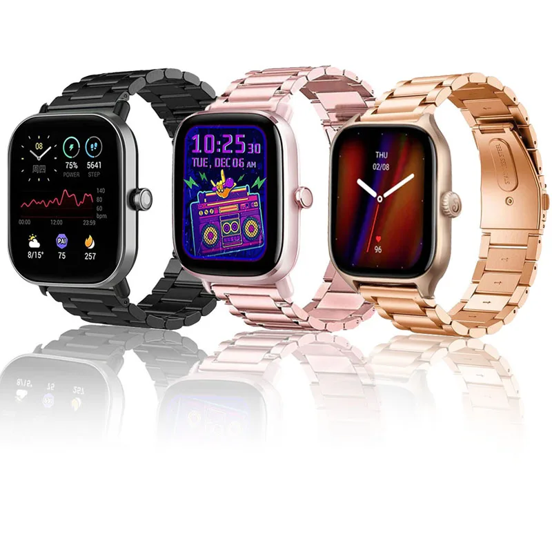 20mm 22mm pulseira de relógio para amazfit gts 2 mini/bip 3 pro/2e/gts2/gtr 42mm/gtr2/gtr 3 pro/2e galaxy watch 4 5 pulseira de relógio de metal