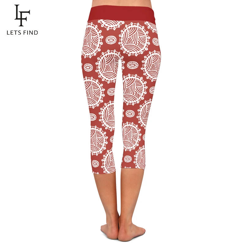 Sommer Neue Frauen Digital Print Capri Leggings Workout Hohe Taille Mid-Kalb 3/4 Stretch Fitness Frauen Hosen