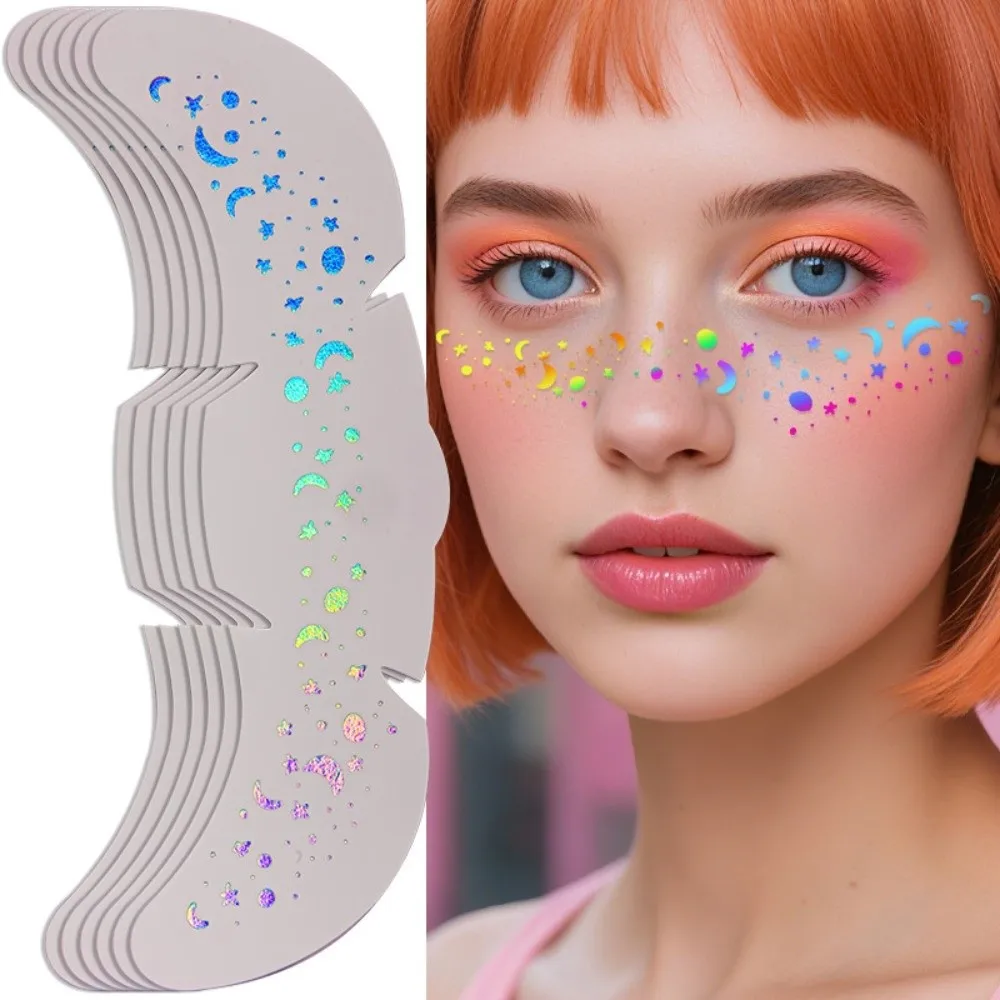 DIY Laser Freckle Tattoo Sticker Fish Scale Moon Star Bronzing Sparkle Face Temporary Tattoo Convenient Butterfly Dots Heart