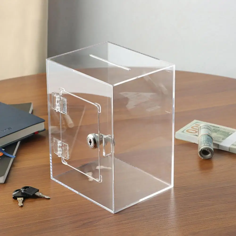 Tirelire transparente avec clé pour enfants et adultes, pot d'épargne transparent, tirelire en acrylique, capacité d'argent pour pièces de monnaie