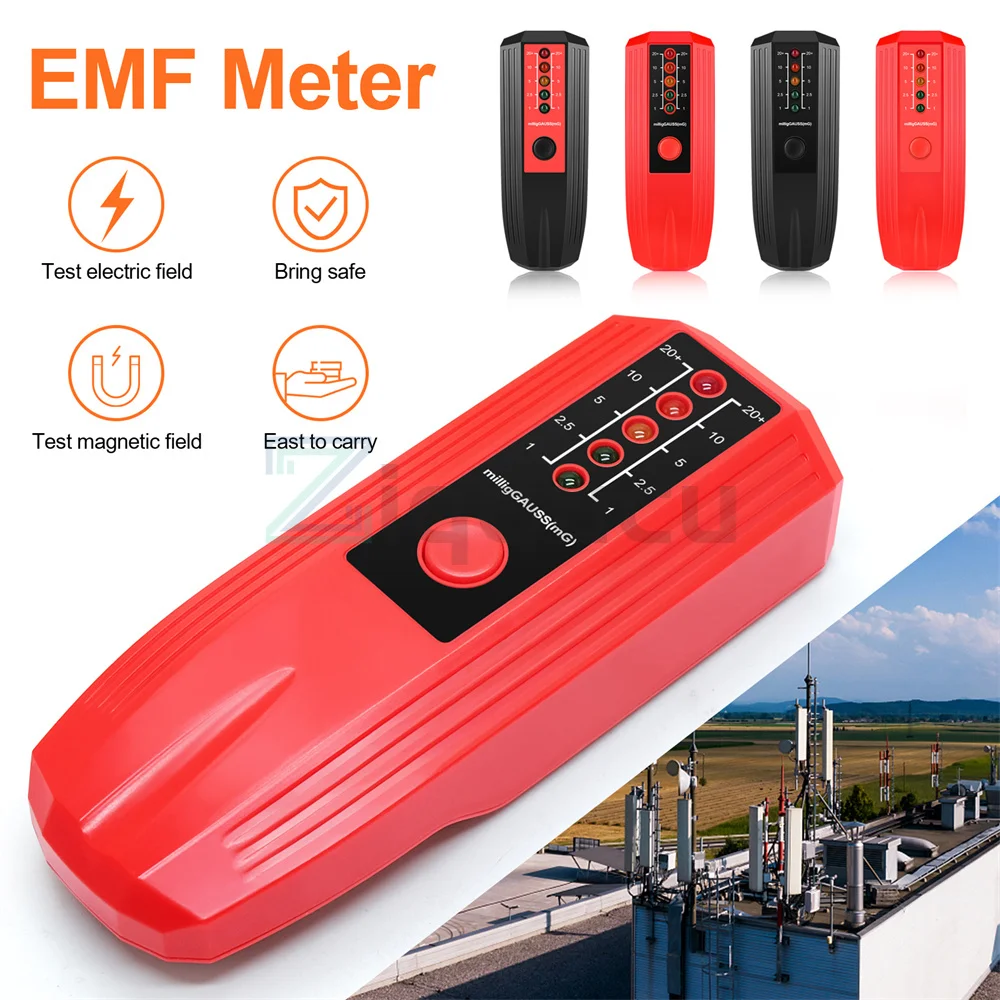 5 LED EMF Meter Magnetic Field Detector Ghost Hunting Paranormal Equipment Tester Counter for Office Outdoor