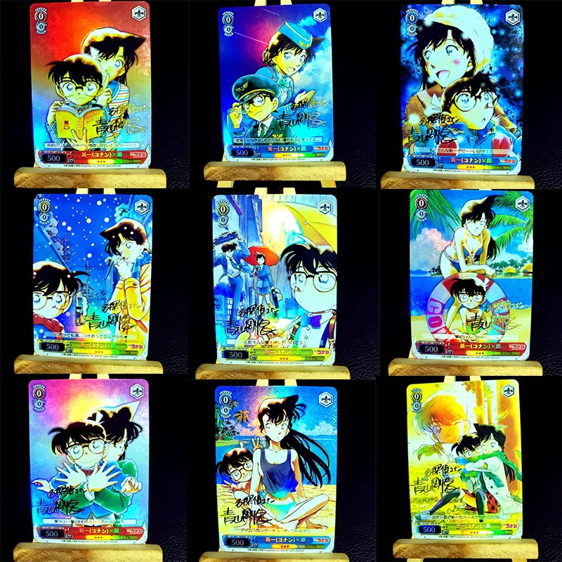 Detective Conan Mouri Ran Conan Edogawa Kudou Shinichi DIY Homemade Bronzing Game Toys Collection Card Christmas Birthday Gift