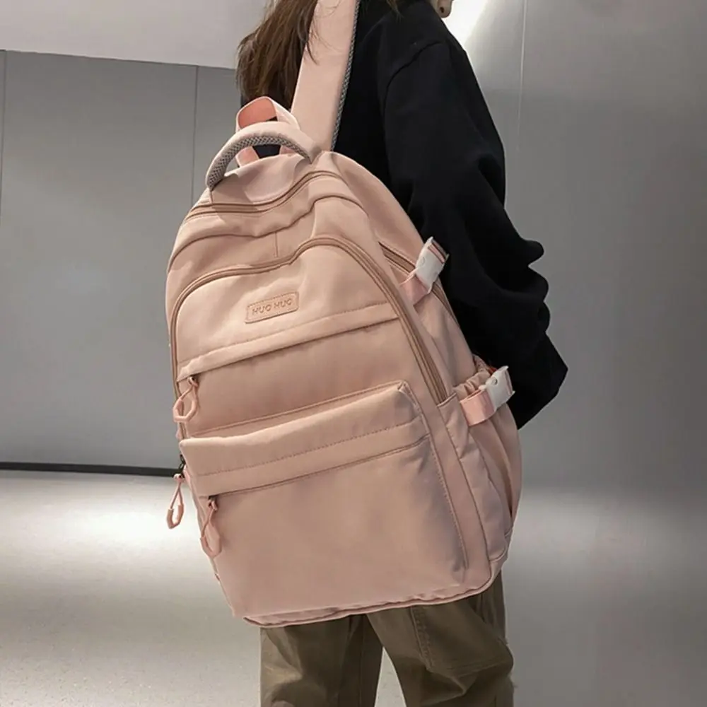 Mochila de nylon elegante, grande capacidade, alivia a carga, mochila escolar leve, viagem ao ar livre