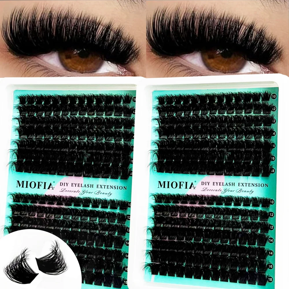 MIOFIA DIY Lash Clusters 150D Thick Lashes Mixed Length Tray Natural 10-18mm (Mix) Eyelashes Extension 3D Faux Mink Lash Makeup