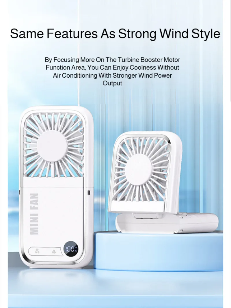 

Портативный складной ручной вентилятор, высокоскоростной ледяной компресс, цифровой дисплей, небольшой вентилятор, настольный портативный вентилятор