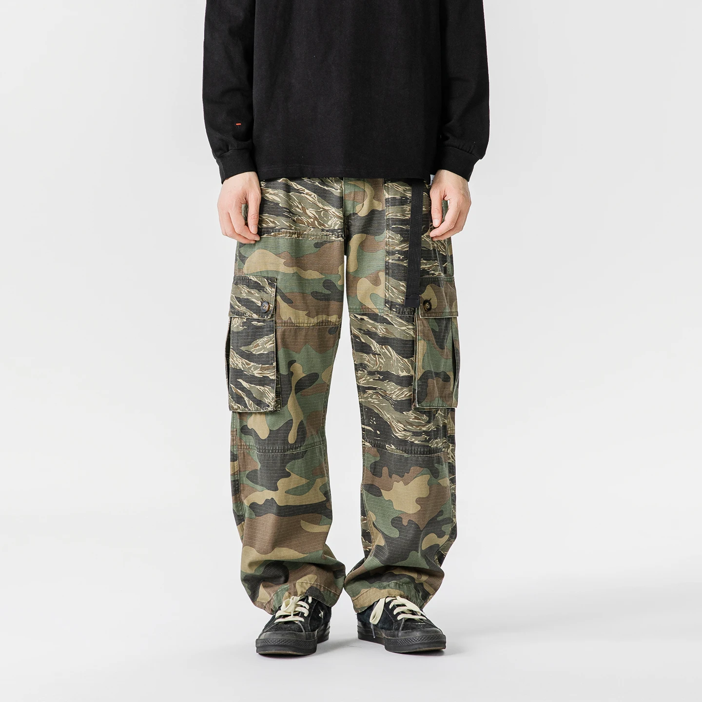 

Fall New American Retro Camouflage Work Pants Men Loose Casual Versatile Long Straight Leg Trousers Faionable Cuffed Pants