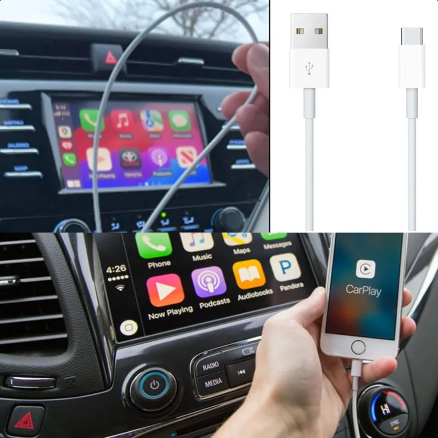2 حزمة سيارة Carplay كابل آيفون 17 الهواء 15 16 16e 15 برو ماكس 15 زائد USB A إلى USB نوع C البيانات CordiPad 10th الجنرال سامسونج غالا #2