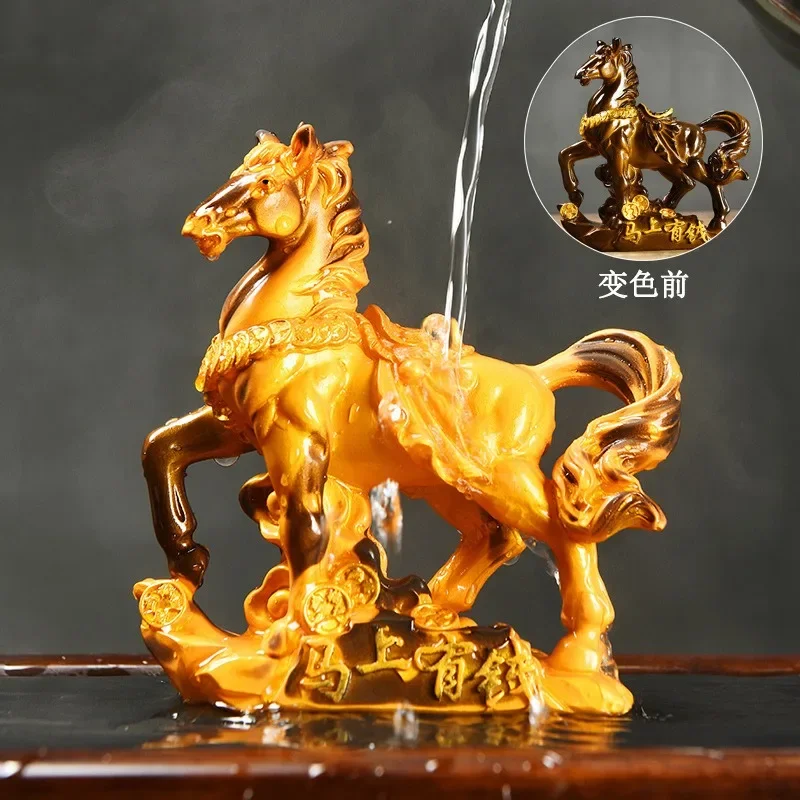 

Zhaocai Resin Horse Color Changing Tea Pet Decoration for Household Creative Tea Tray Tea Set Ceremony Crafts Decoration