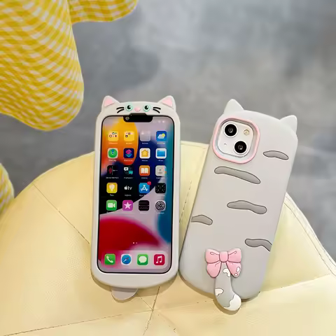 Funny Cat Soft Silicone Case Cover For iPhone 16 15 14 13 12 11 Pro Max