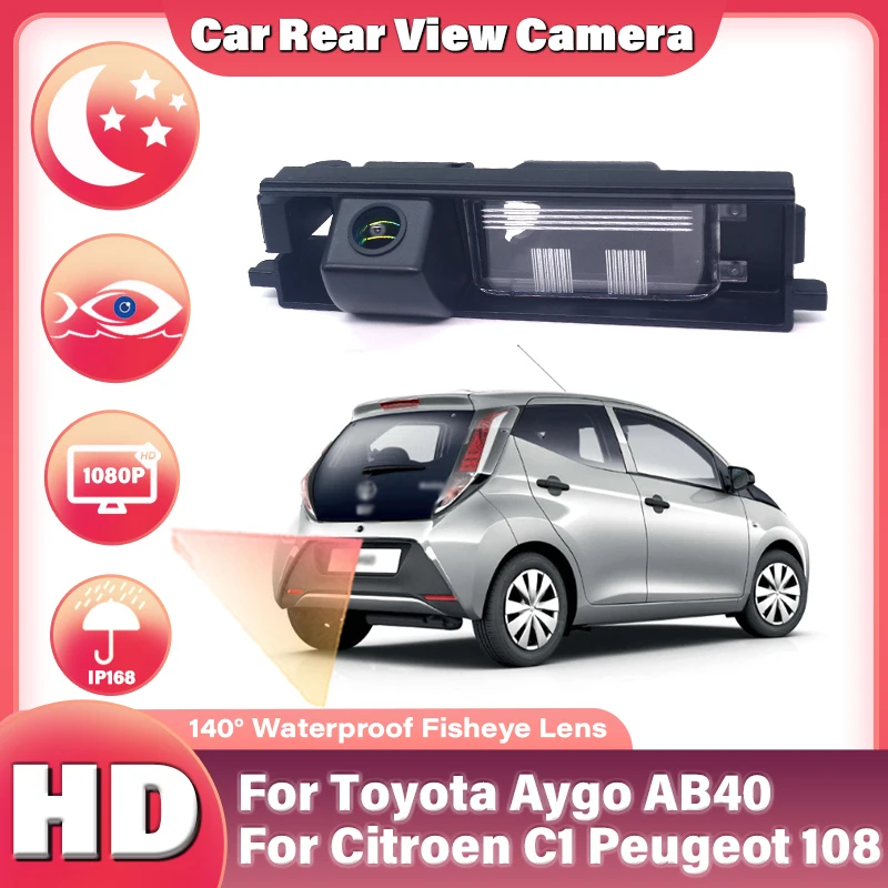 Автомобильная камера заднего вида для Toyota Aygo AB40 для Citroen C1 Peugeot 108 2014 ~ присутствует автомобилю 1080P 140 °   FishEye HD CCD ночного видения