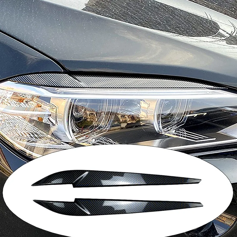

Car Accessories Front Headlight Eyebrow Cover For BMW X5 F15 X6 F16 2015-2018 Head Light Lamp Eyelid Frame Trim Carbon Pattern