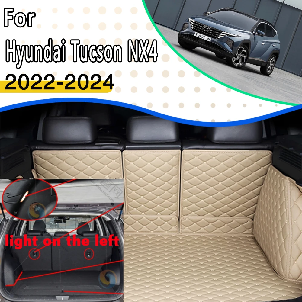 Car Rear Trunk Mats Car Mat For Hyundai Tucson NX4 2022 2023 2024 Leather Carpet Trunk Storage Pad Maletero Coche Car Accessorie