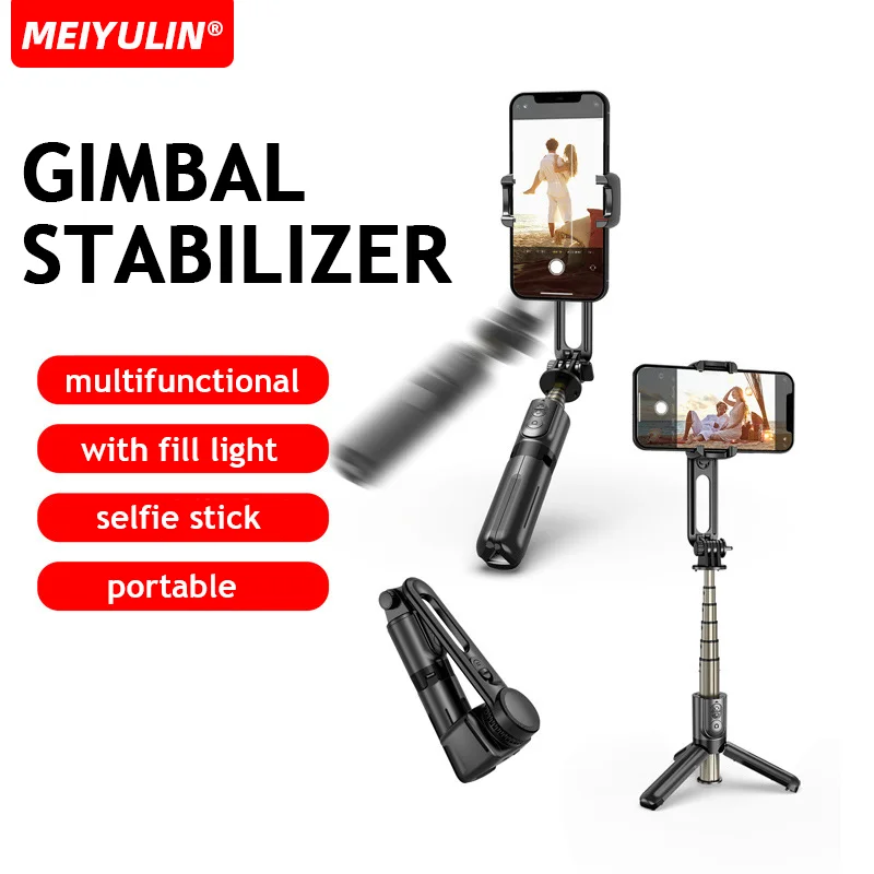 Handheld Gimbal Stabilizer With Fill Light Handy Selfie Stick Portable Smartphone Gimbal Estabilizador For iPhone 15 16 Android