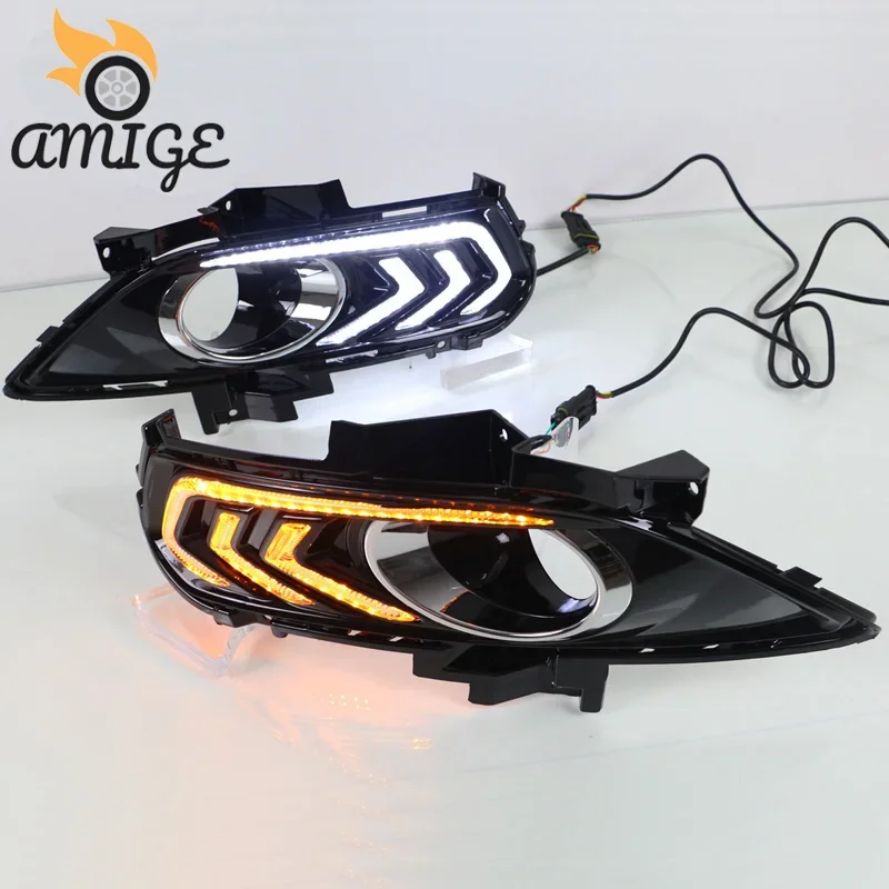 LED DRL Daylights For Ford Mondeo Fusion 2013 2014 2015 2016 Car Accessory Turn Signal Function Daytime Running Headlights