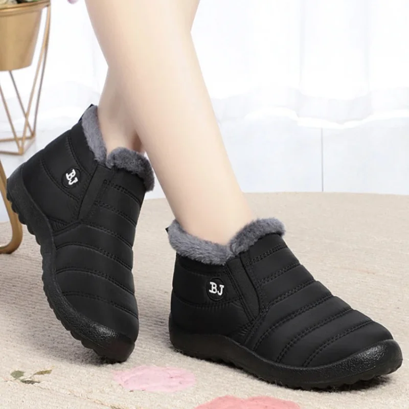Women Slip On Winter Shoes For Women Waterproof Ankle Boots Winter Boots Female Snow  2024 Black Boots Femininas image 3