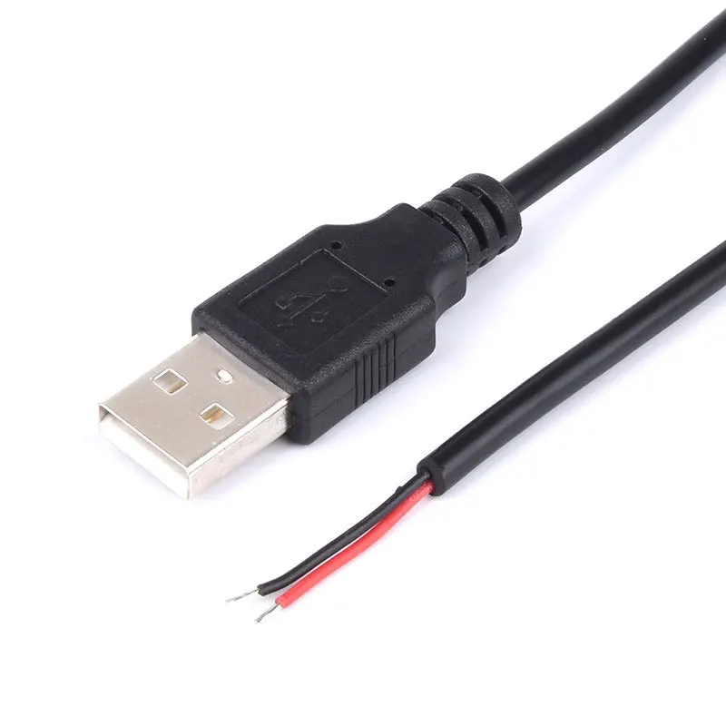 1m Power Supply Cable 2 Pin USB 2.0 Male 4 Pin Wire Jack Data Charger Charging Cord Extension Connector DIY 5V Line