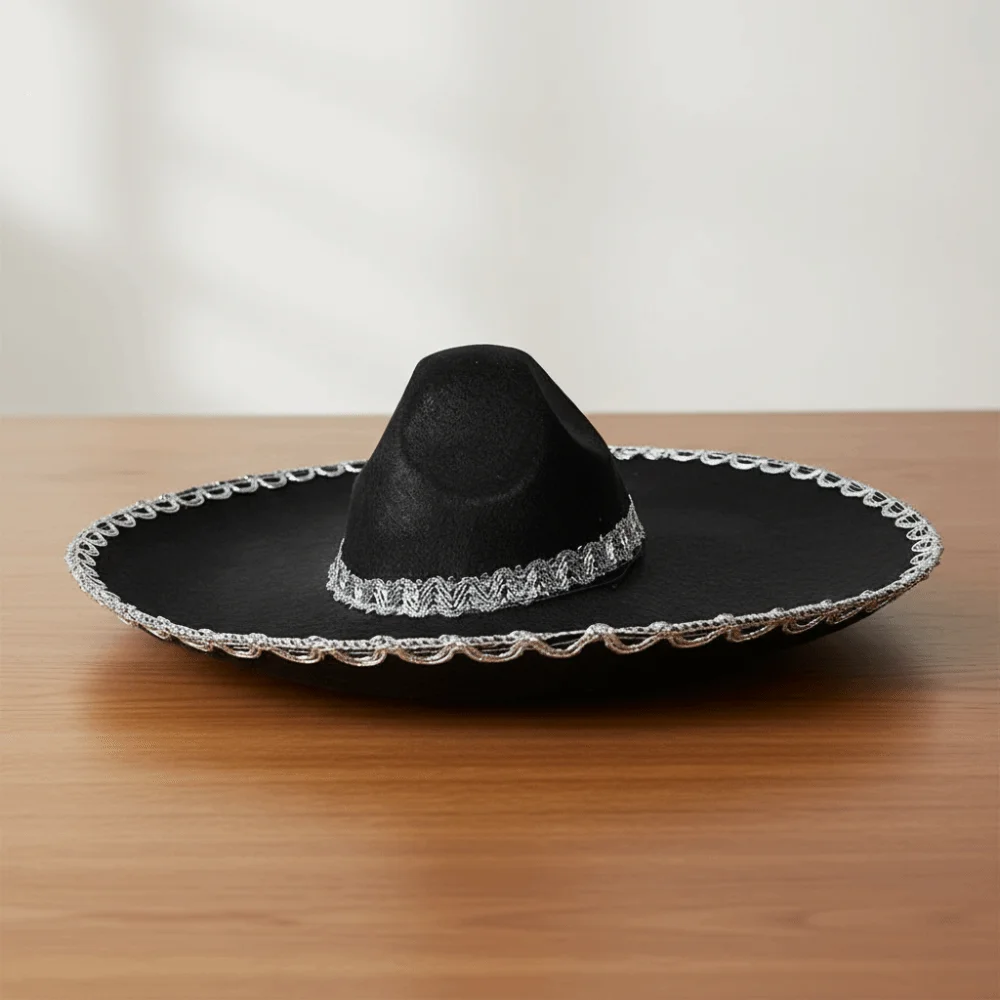 

Carnival Vintage Black Mexican Hat Stage Performance Magician Hat Holiday Costume Hat Top Hats Cosplay Hat Halloween