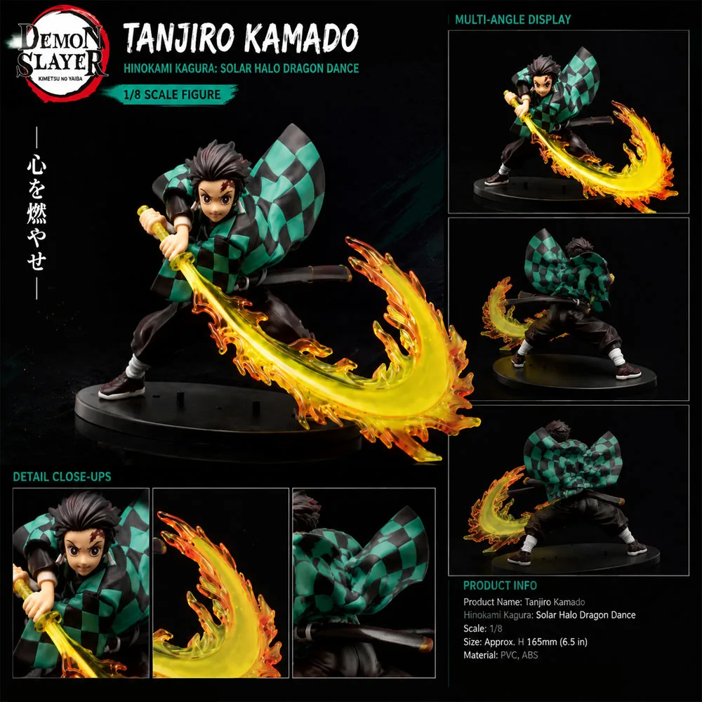 Demon Slayer Protagonist Tanjiro Kamado PVC-Figur Modell Hinokami Kagura Actionfigur für Heimdekoration und Schreibtisch-Display