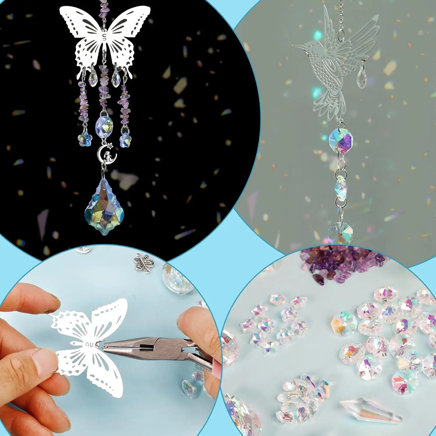DIY 400pcs SunCatchers Making Supplies Kit Art  And Crafts with Crystals Rainbow for Indoor Window Home Wedding Garden Christmas - view 5