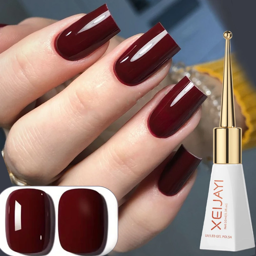 10ml Lakier Hybrydowy Ancora Red Winter Dark Red Glitter do Paznokci, Półtrwały Lakier do Zdobienia Paznokci, Usuwany Soak Off, Żel UV LED do Salonów Paznokci