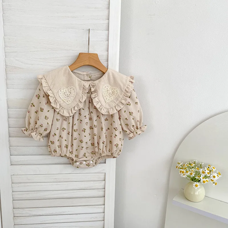 2026 Neue Frühjahrskollektion 0-24M Baby Mädchen Herz-Bodys Langarm Baumwolle Bedruckt Neugeborene Baby Mädchen Strampler Baby Mädchen Kleidung – Detail 9