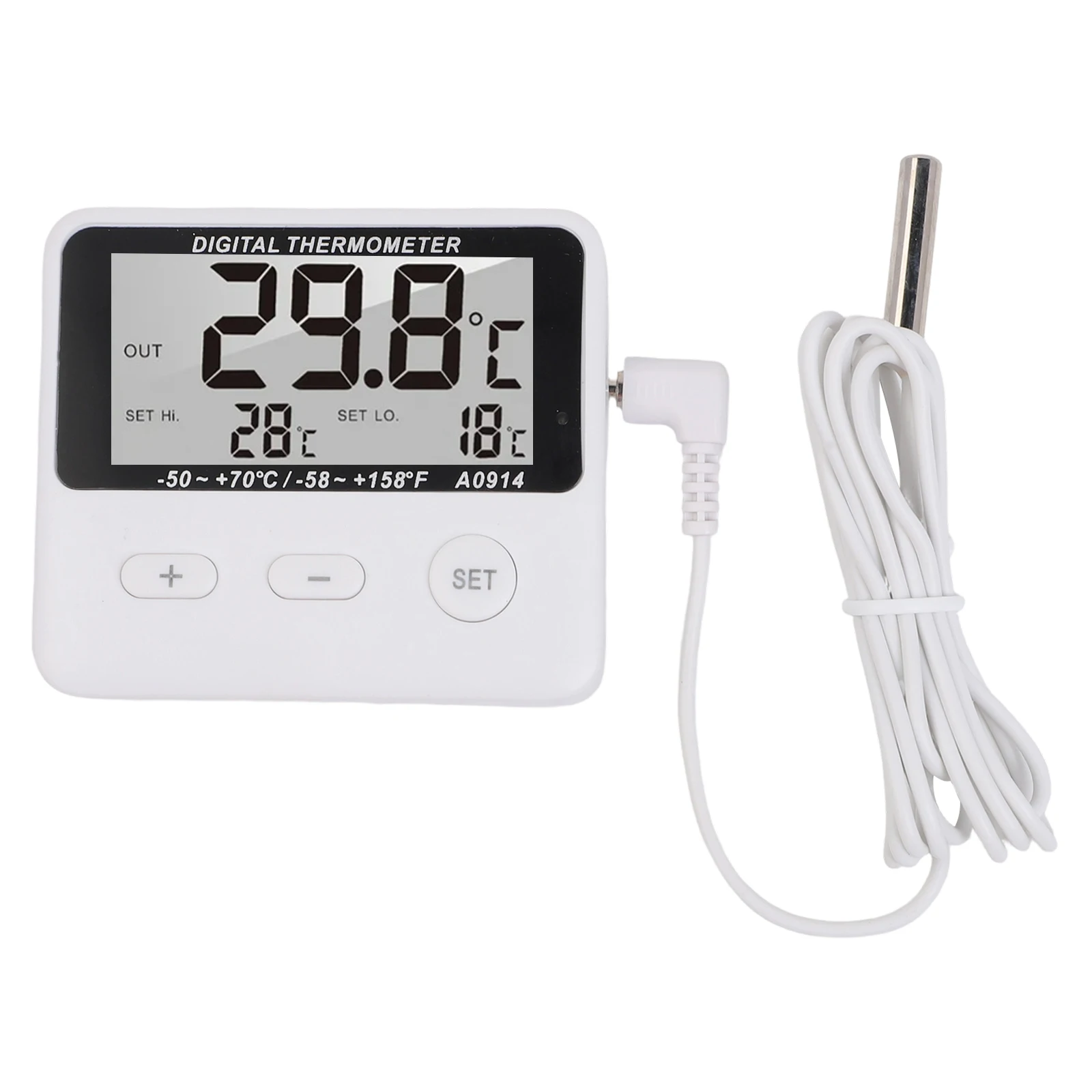 Thermometer With External Sensor High Low Temperature Alarm Thermometer For Refrigerator Food Storage Box Temperature Monitor