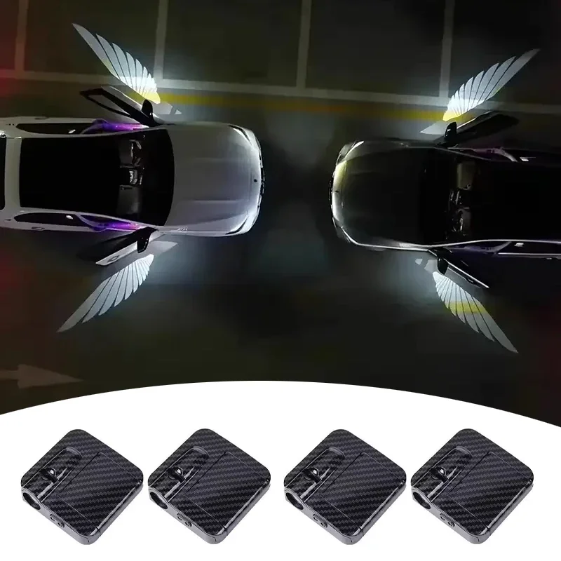Draadloze HD-laser autodeurprojector - 2/4 stuks, auto-accessoire, geen bedrading vereist, werkt op batterijen, voor gemakkelijke nachtelijke toegang