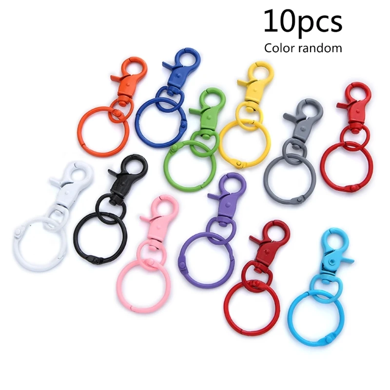 10Pcs Lobster Clasp Hooks Multicolor Keychain Clip with Adjustable Buckle for DIY Keychain Bag pendant Jewelry Making