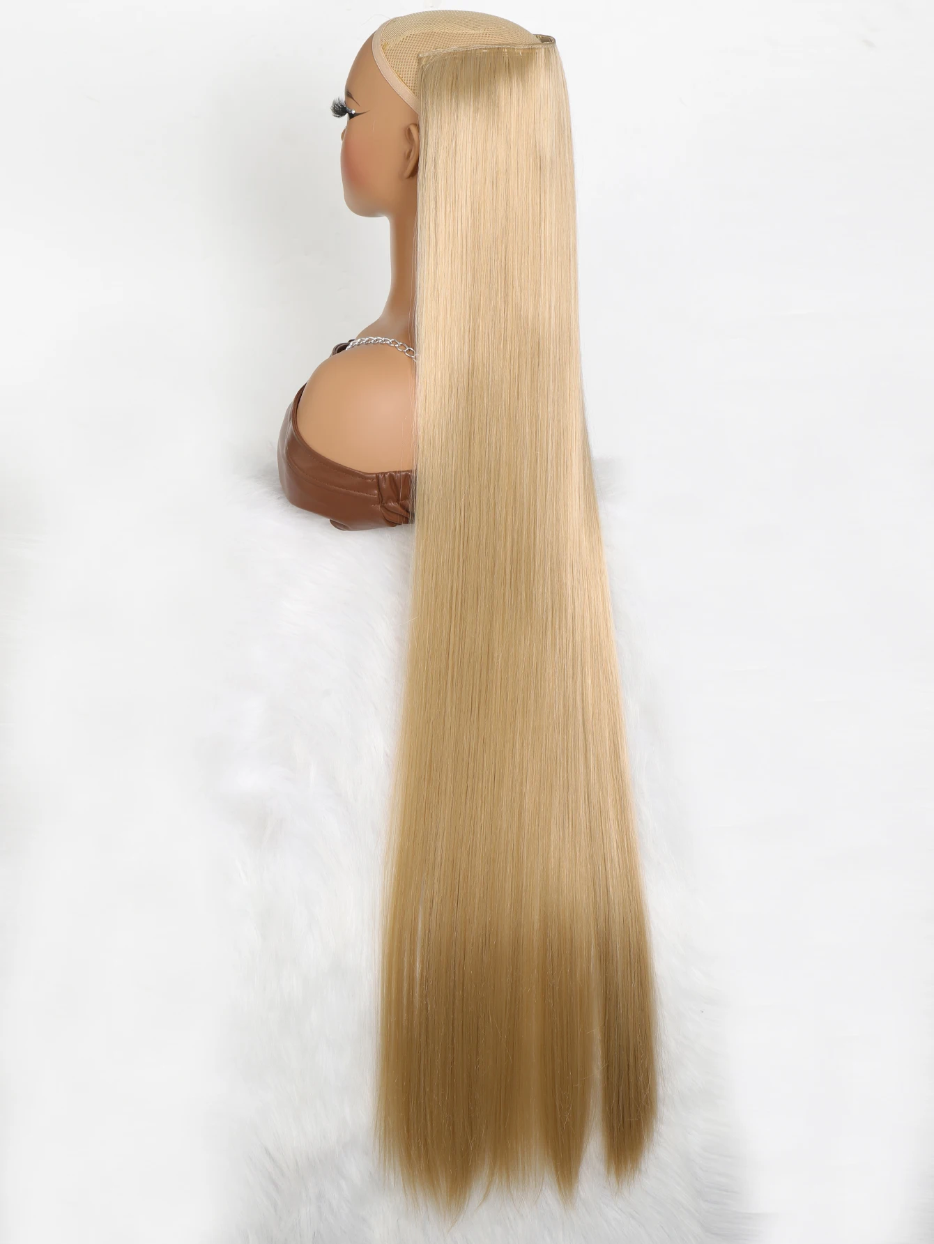 Sintético 5 grampos em extensões de cabelo para mulheres, penteado reto longo, cabelo falso natural, preto, marrom, loiro, 80cm