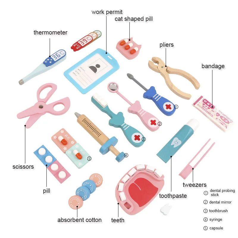 Jouets de docteur en bois pour enfants, simulation médicale, coffret de médecine pour enfants