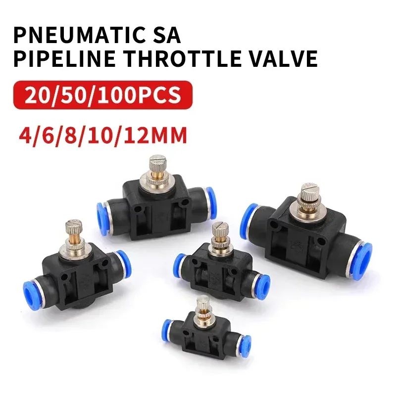 

SA Pneumatic Quick Connector Throttle Valve Gas Flow Speed Regulation Quick Pipe Hose Water Pipe Donnector 4mm 6mm 8mm 10mm 12mm