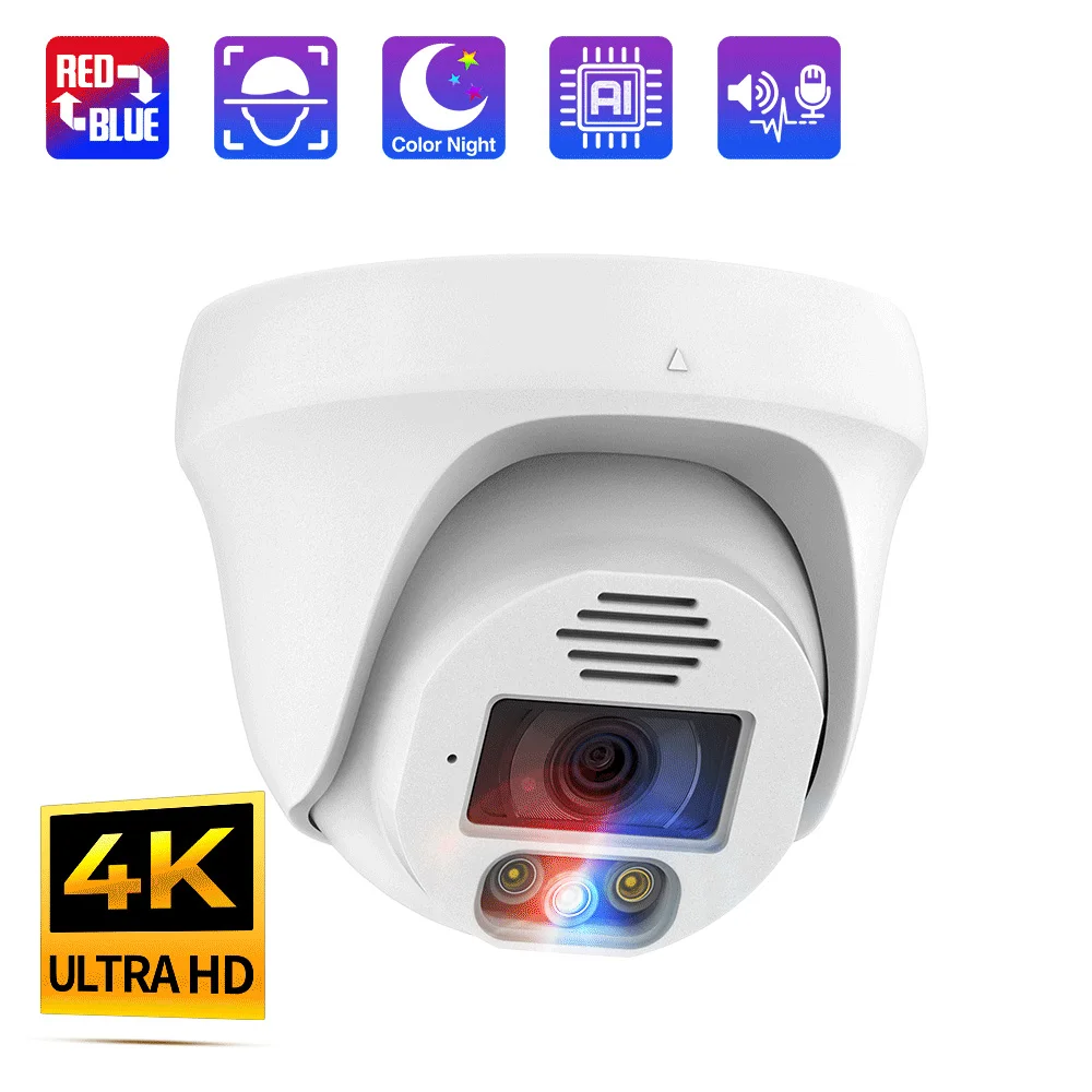 

Techage UHD 4K 8MP 5MP POE IP Camera Red-Bule Light Alert Smart AI Face Detection Waterproof Color Night Vision Security Camera