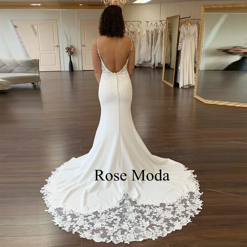 Rosa moda sem costas bainha vestidos de casamento com laço trem destino vestido de noiva personalizado fazer fotos reais