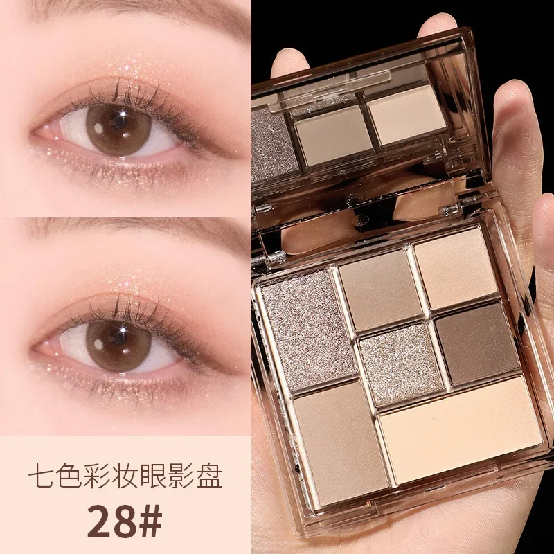 Paleta de sombras de ojos mate con purpurina, 6 colores, perlado, gris, negro, tonos brillantes, pigmentos de maquillaje, Cosméticos Palett