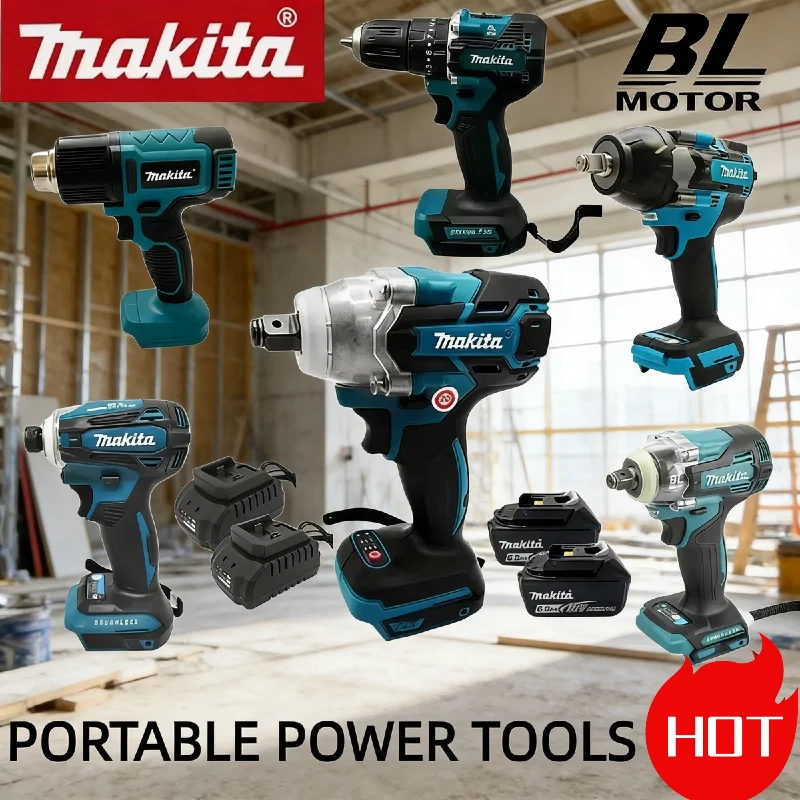 

Беспроводной бесщеточный набор инструментов Makita: Цифровой термофен, ударный гайковерт/гайковерт с обратным ходом, DTW600, DDF487, DTD171, DTD173, DTW700, TW004G