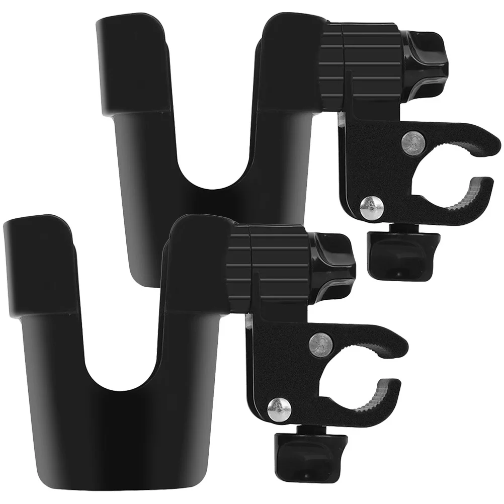 2Pcs Rotatable Water Cup Holder Adjustable for Stroller Bike Wheelchair Easy Install No Tools Needed Clip on Cup Holder