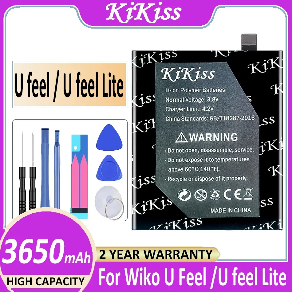 

KiKiss Powerful Battery 3650mAh For Wiko U Feel/U feel Lite U feelLite Bateria