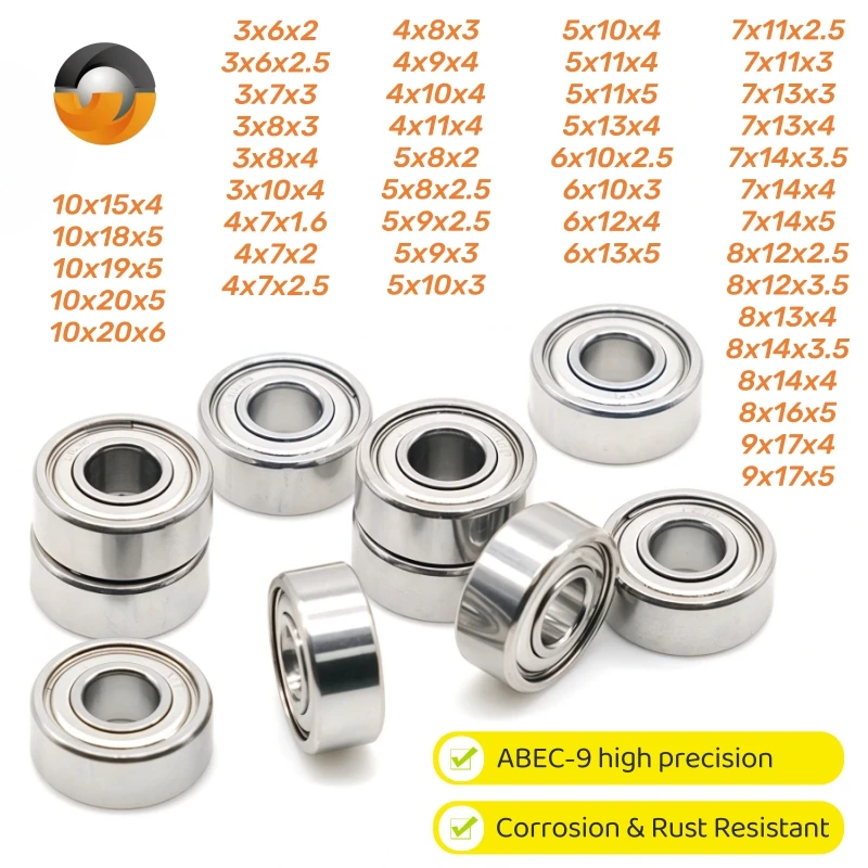 SMR104ZZ Bearing 4x10x4mm 10Pcs ABEC-9 Stainless Steel Small Bearing for Baitcasting Spinning Fishing Reel Upgrade Replacement