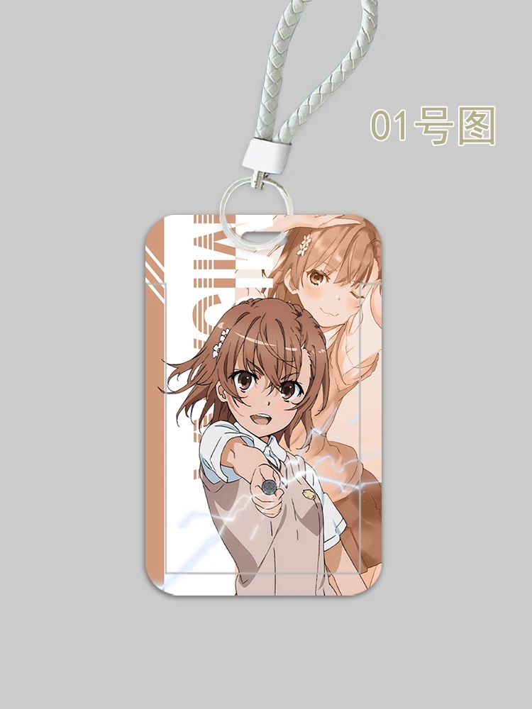 Toaru Kagaku no Railgun Misaka Mikoto Student Card Cover Set Bus Card Access Card Holder Retractable Protective Sleeve Keychain