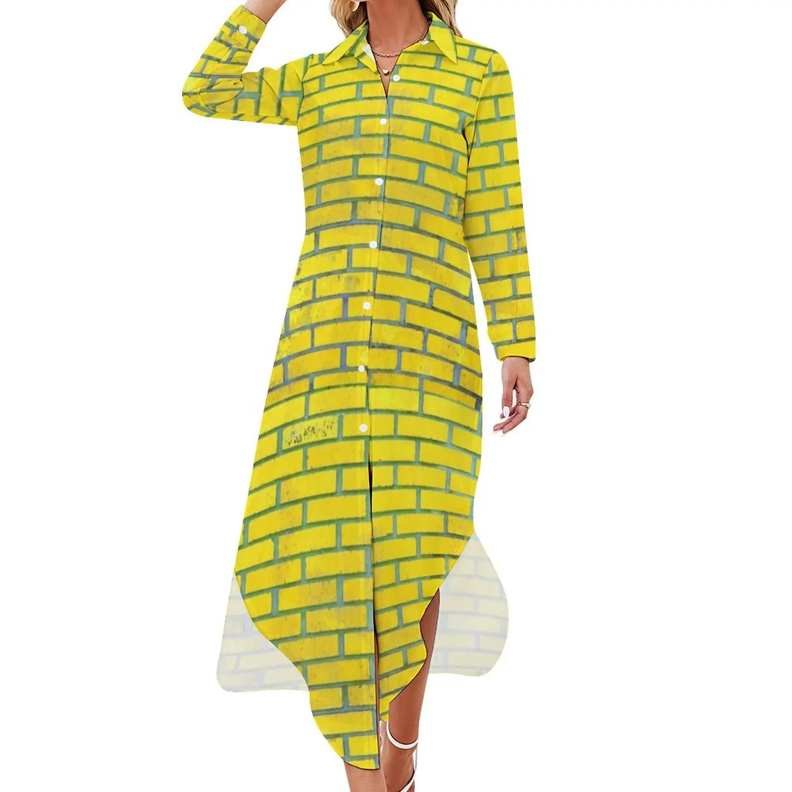 

Yellow bricks Long Sleeved Shirt Dress Woman dresses Woman's evening dress