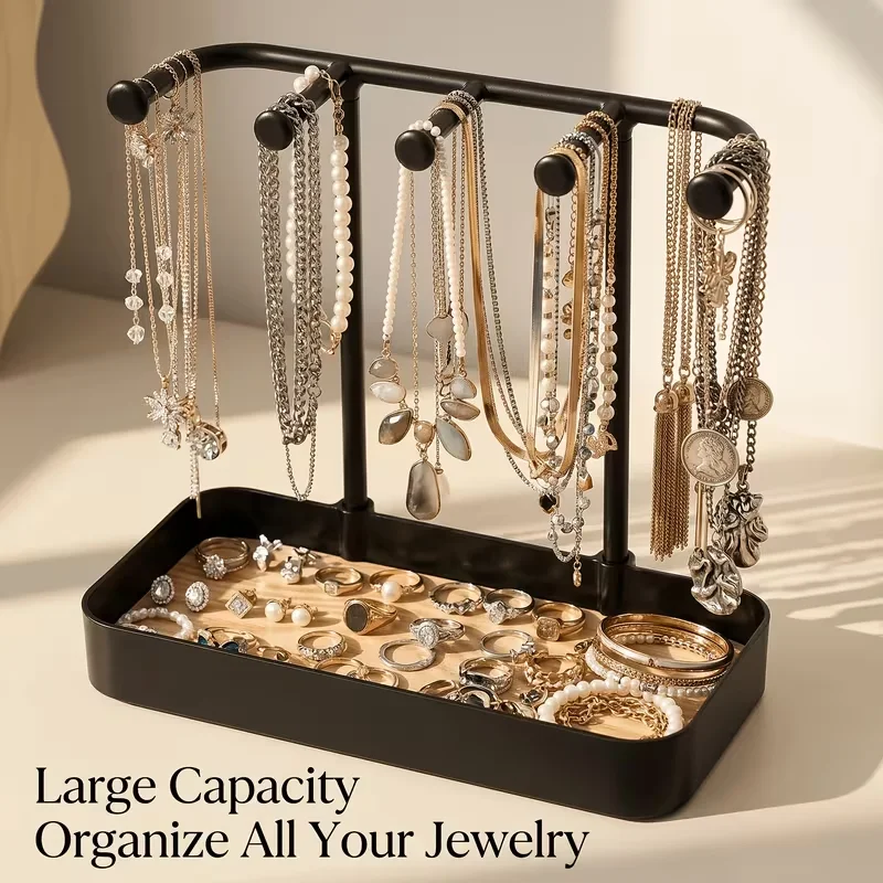 Multifunctional Jewelry Storage Box Space-Saving Organizer Case for Necklaces Earrings Bracelets Compact Travel Jewelry Box