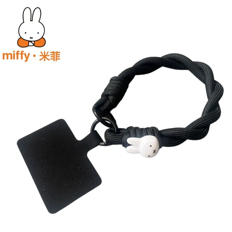 

Cute Miffy Cartoon Creative Wrist Lanyard Mobile Phone Case Bag Key Black Hanging Chain Strong and Durable Girl Gift