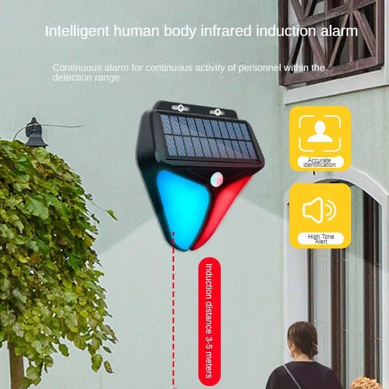 Solar Body sensing Alarm Light, Infrared Sound and Light, Anti-Theft, Waterproof Alarm, Orchard, Factory, Warehouse Protection