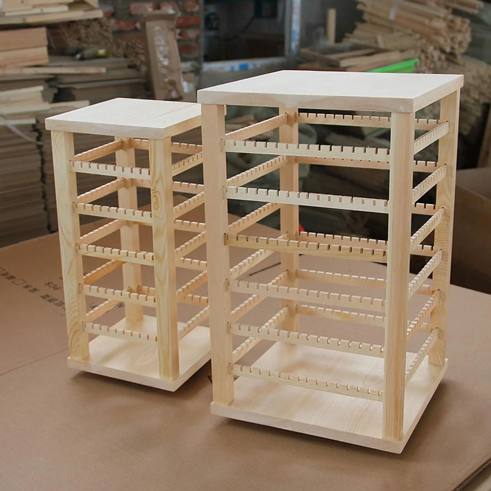 

Wooden Rotating Earring Display Stand Multi Tier Large Capacity Jewelry Display Earring Holder for Hair Accessories Necklace