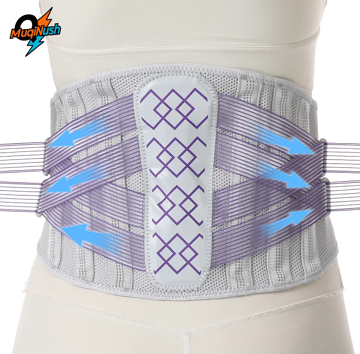 

MuqiNush Lower Back Support Brace with Lumbar Pad Breathable Mesh Adjustable Lumbar Belt for Heavy Lifting Office Sport Running