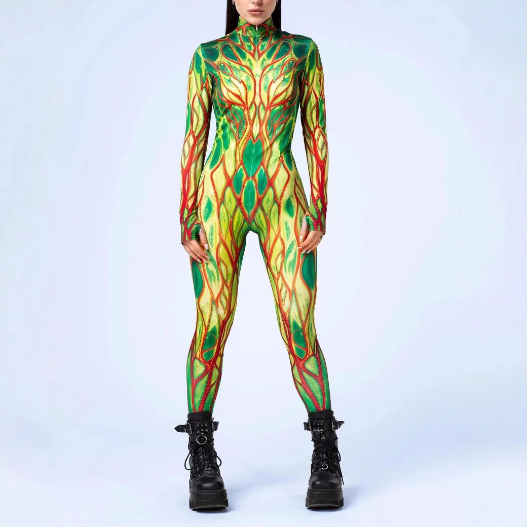 

Women Sexy Art Line Jumpsuit Punk Morphsuit Halloween Robot Cosplay Zentai Suit Holiday Party Bodysuit Rave Cycling Catsuits