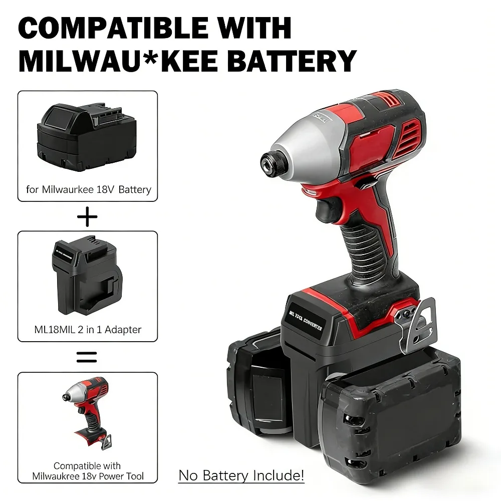 

Адаптер-конвертер 2-в-1 для аккумуляторов Milwaukee 18V Li-ion для беспроводных электроинструментов Milwaukee 18V